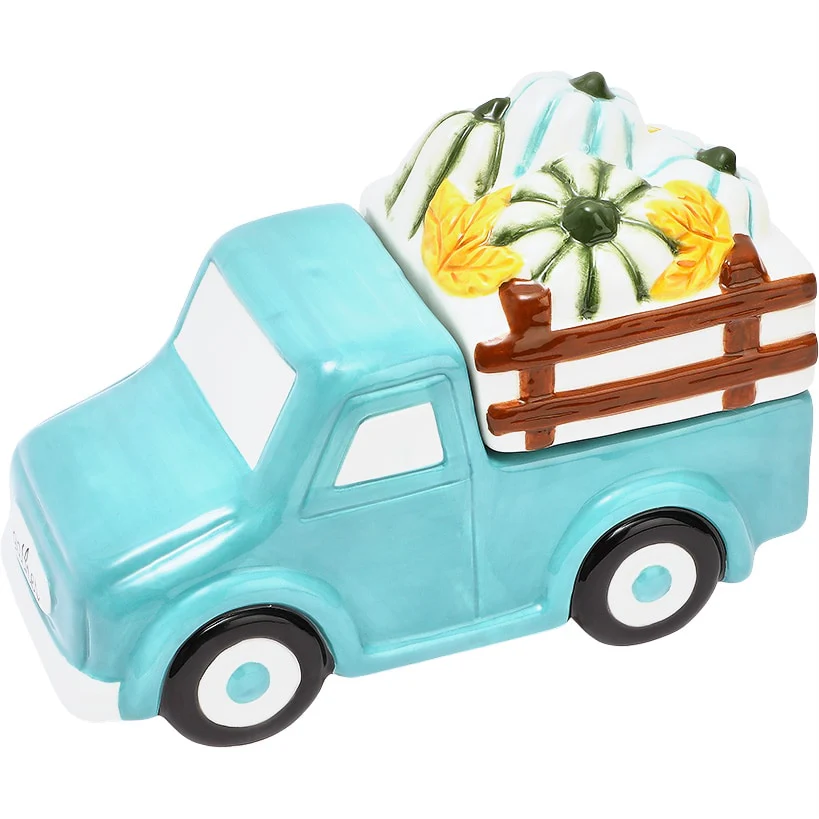 Fall Harvest Pumpkins Truck Shaped Cookie Jar - Image 5