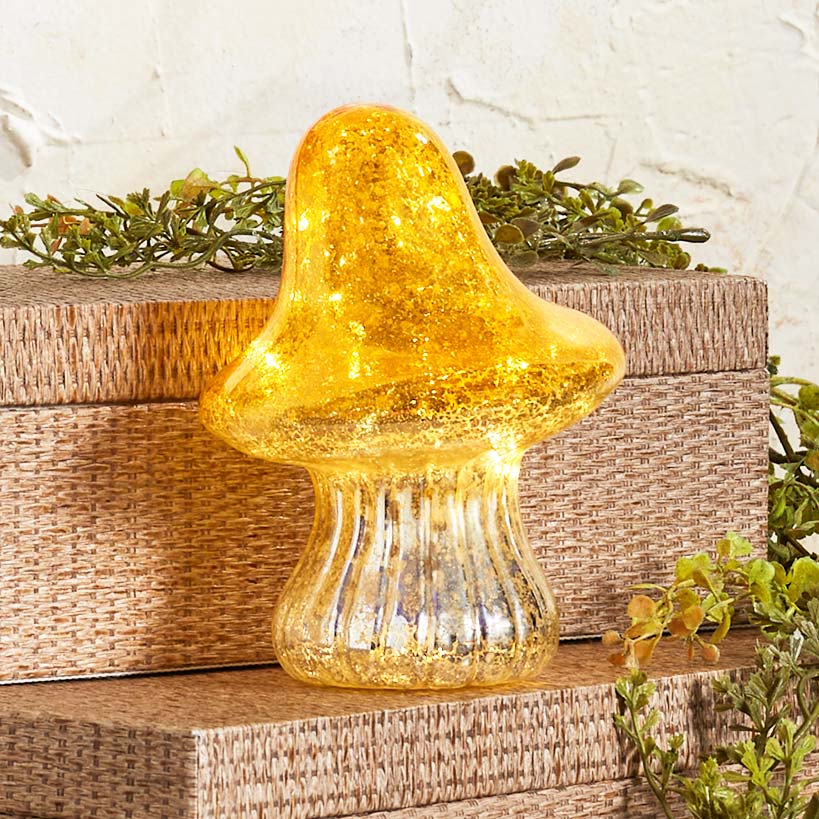 Fall Lighted Glass Mushrooms - Green, Yellow or Orange - Image 4