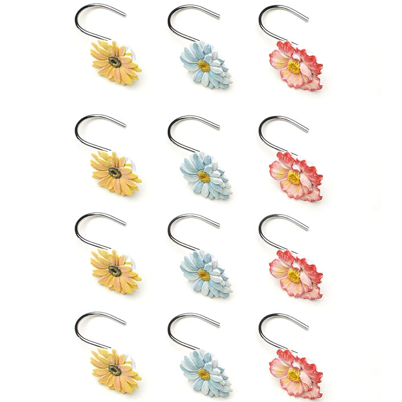 Farm Fresh Flowers Valance, Bath Rug or Shower Hooks Set of 12 - Image 2