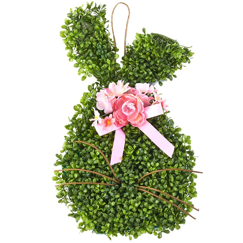 Faux Boxwood Bunny Door Hanger - Image 4
