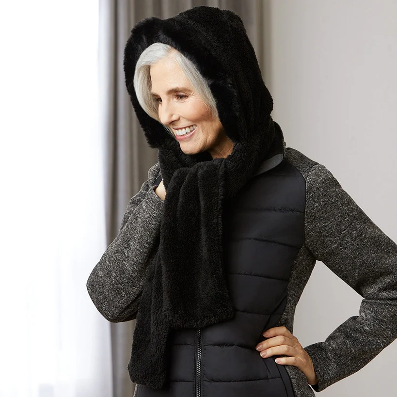Faux Fur Hooded Scarf - Image 3