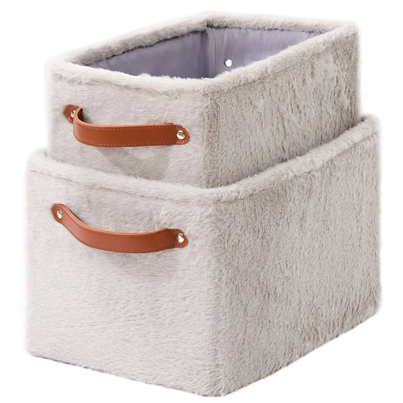 Faux Fur Storage Bins - Set of 2 - Image 3