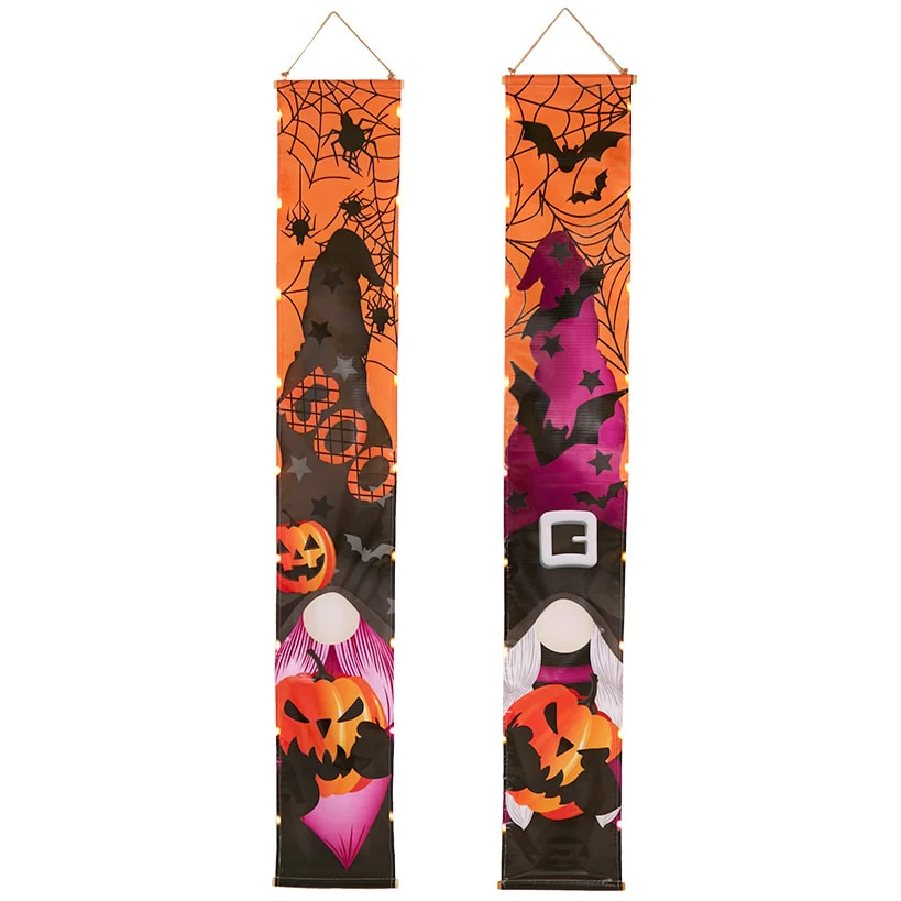Festive Lighted Gnome Halloween Porch Banner - Image 3