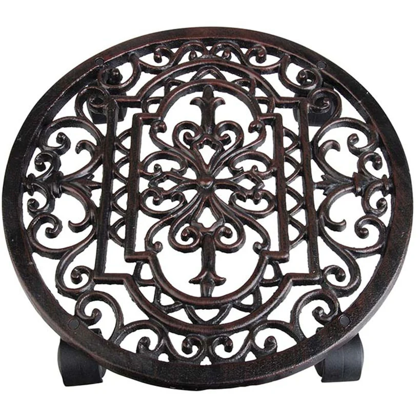 Filigree Round Antique Rust Plant Trolley - Image 2