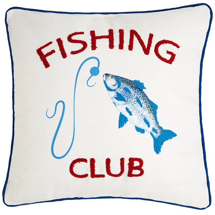 Fishing and Lake Themed Embroidered Decorative Pillow - Image 6