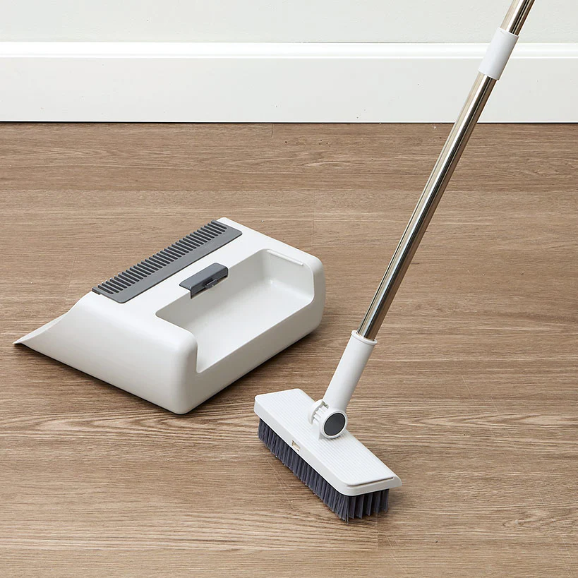 Floor Broom Brush Heads With Dustpan Cleaning Set Indoor Outdoor Use - Image 4