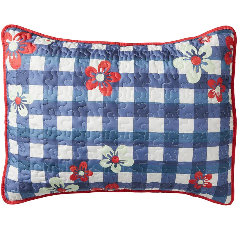Floral Check Sham or Accent Floral Pillow