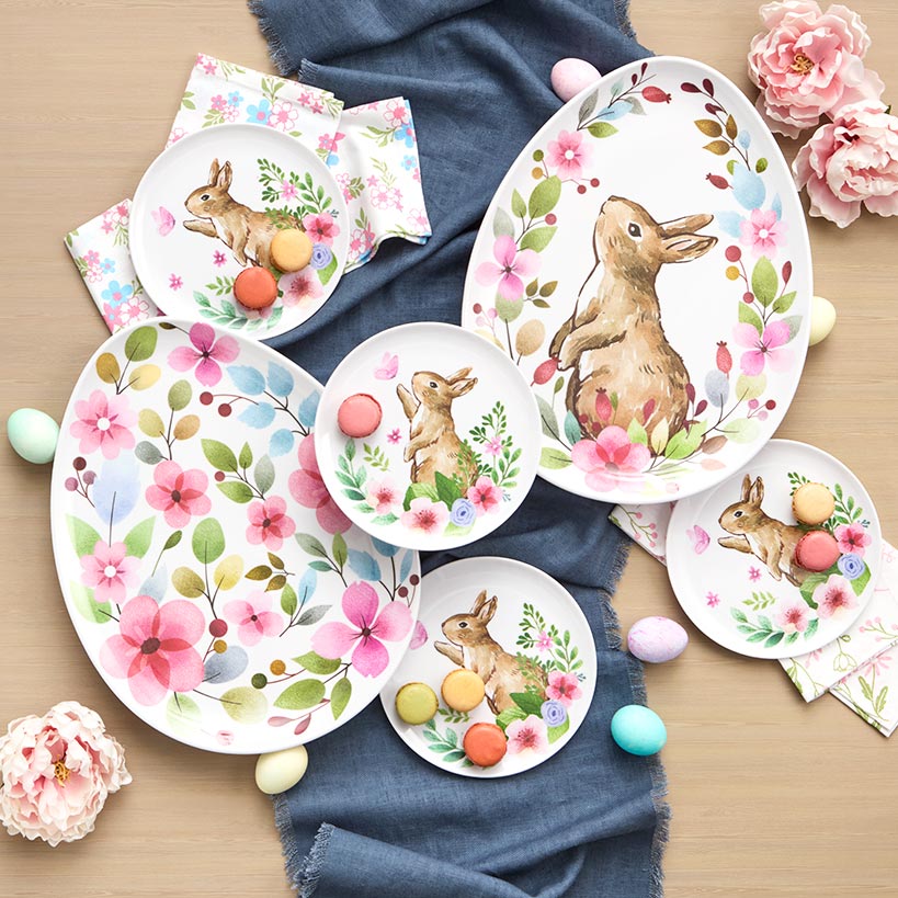 Floral Easter Tableware - Salad Plates, Serving Platters, Napkin Holder - Image 2