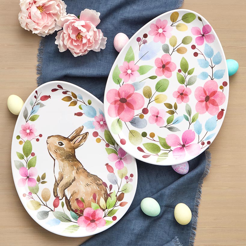 Floral Easter Tableware - Salad Plates, Serving Platters, Napkin Holder - Image 3
