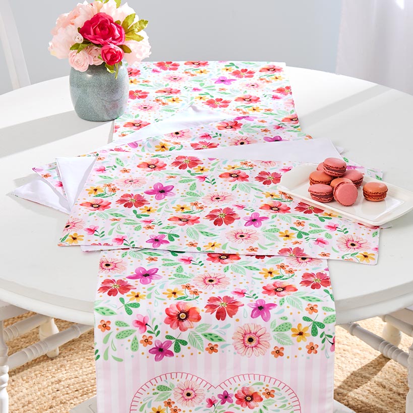 Floral Heart Set of 4 Placemats or Table Runner - Image 4
