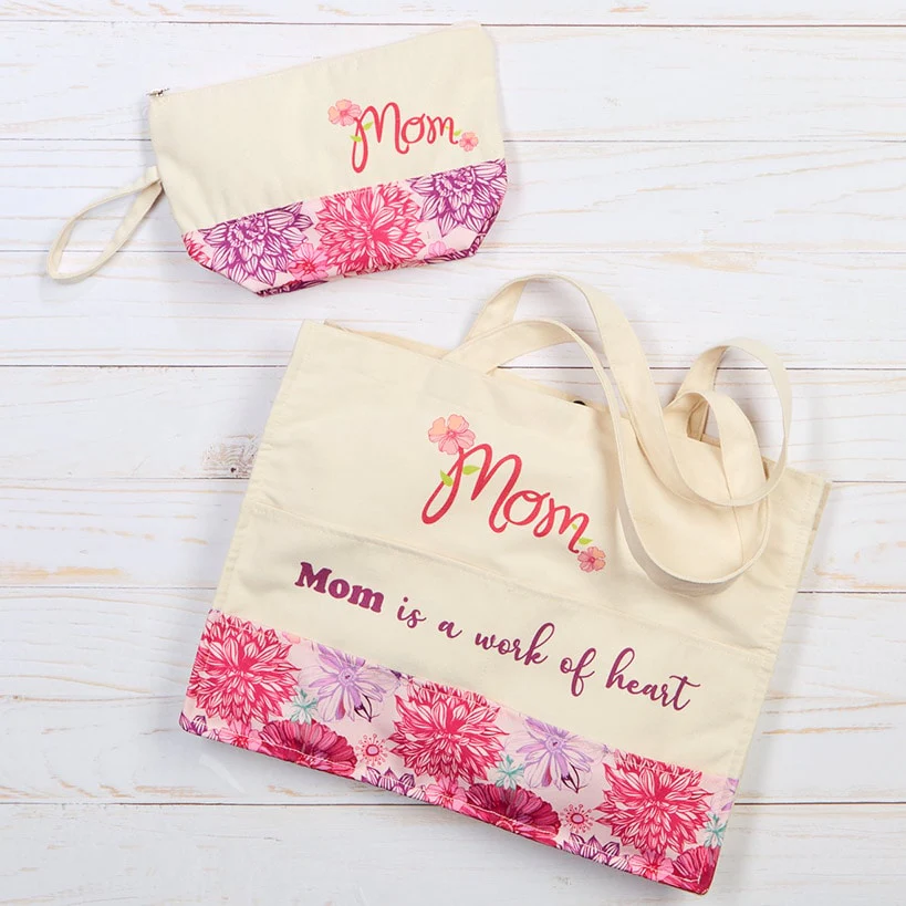 Mom Or Grandma Themed Tote and Clutch Set - Image 3