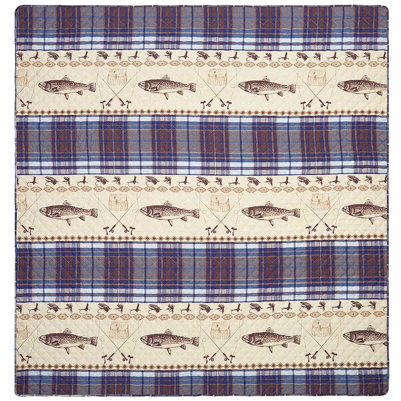 Fly Fishing Reversible Full/Queen or King Quilt, or Decorative Pillow - Image 2