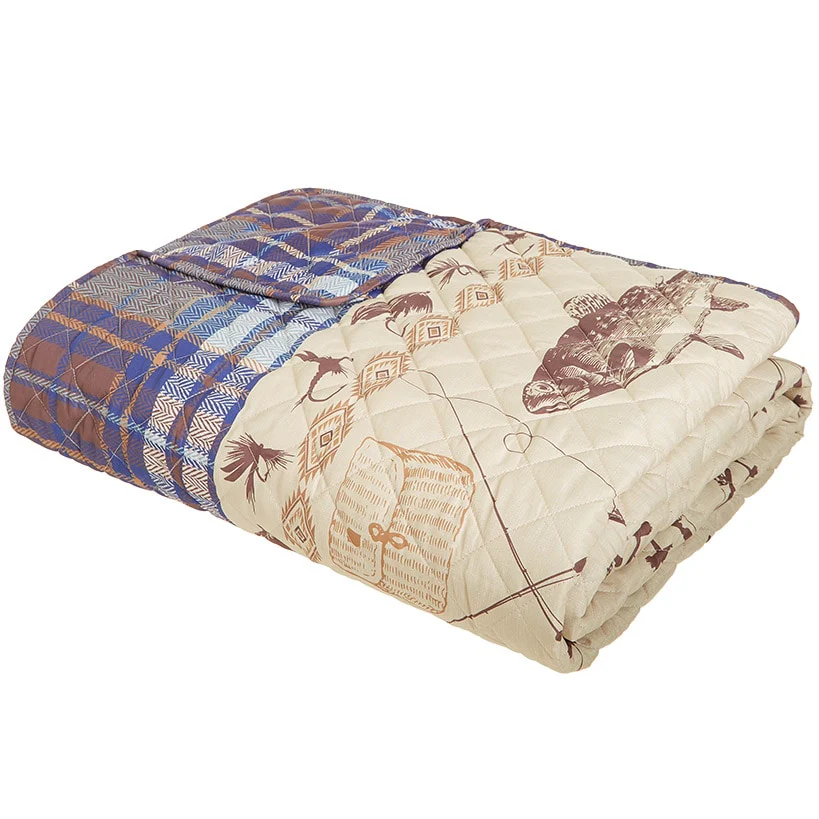 Fly Fishing Reversible Full/Queen or King Quilt, or Decorative Pillow - Image 3
