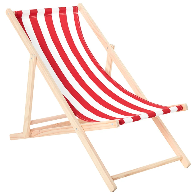 Foldable Patio Sling Lounge Chair with Stripes - Blue or Red - Image 5