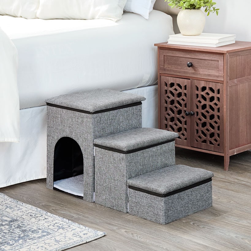 Foldable Pet Stairs With Storage Boxes and Cozy Pet Nook Portable - Image 4