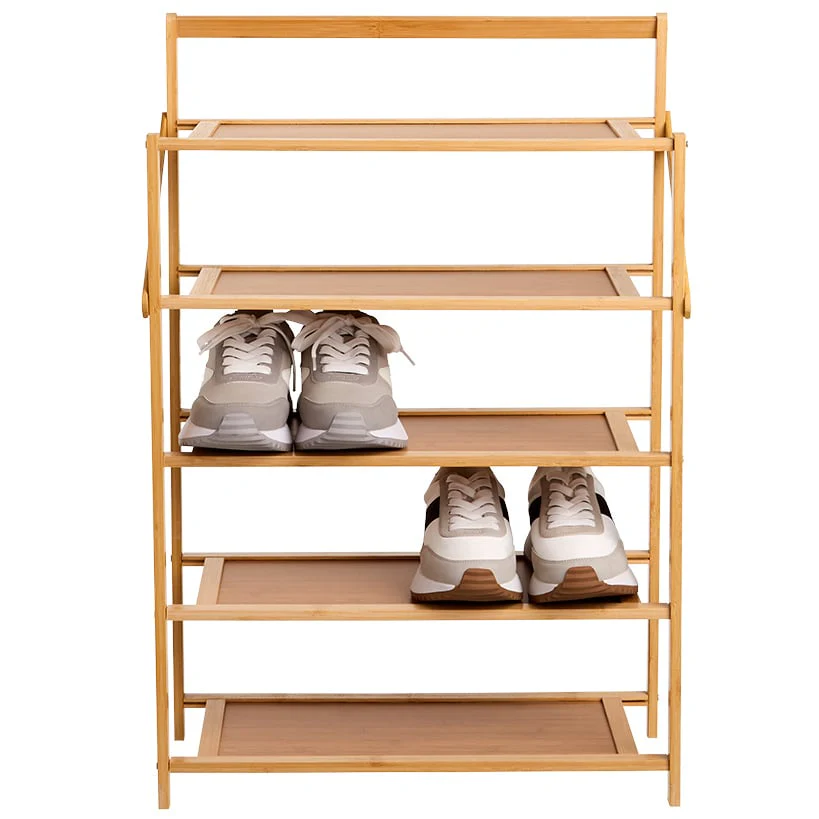 Foldable Wooden Shoe Storage Rack - 5-Tier - Image 2