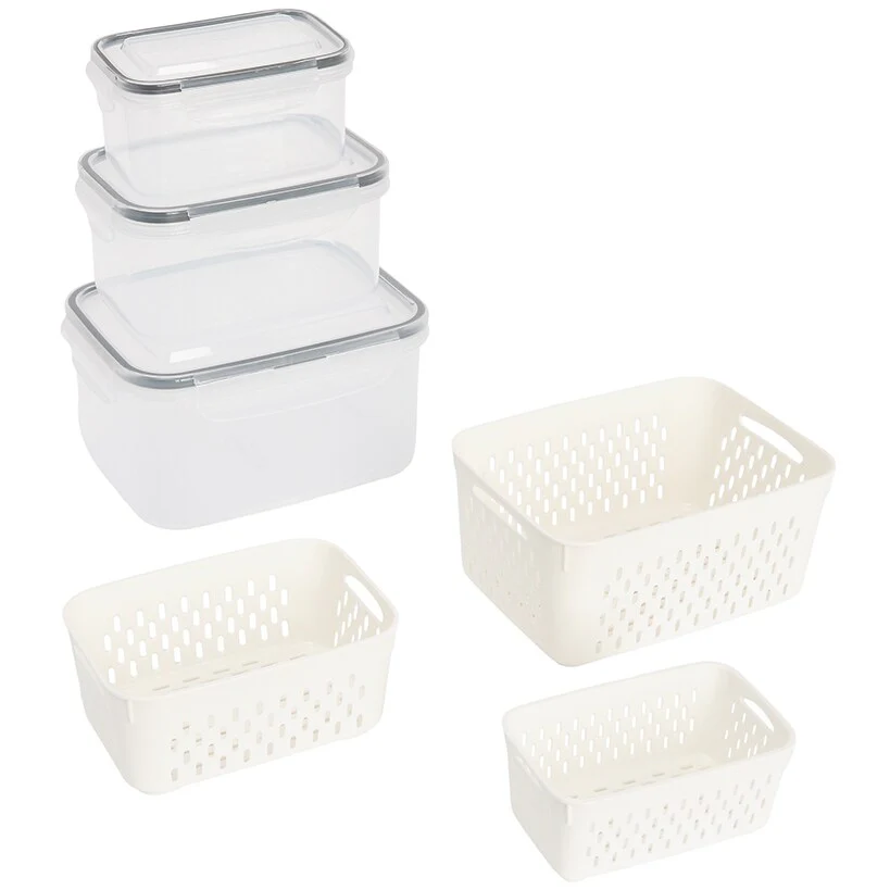 Food Storage Fridge Containers with Colanders Set of 3 - Image 3