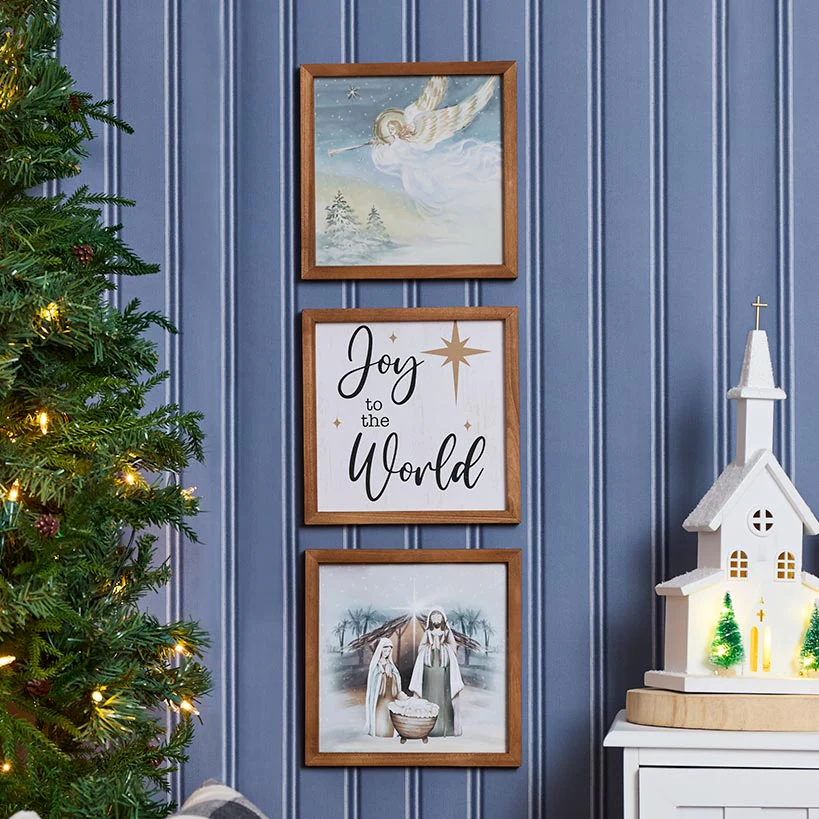 Framed Christmas Wall Art Trio