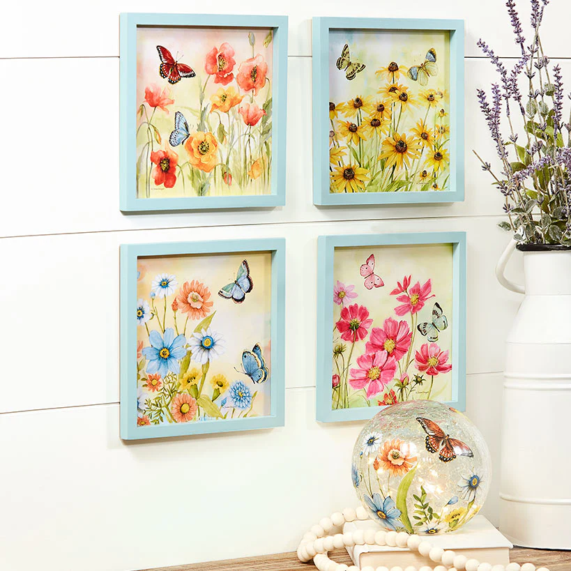 Framed Wall Art - Hummingbird, Butterfly, or Seashell Theme - 4 Pc - Image 2
