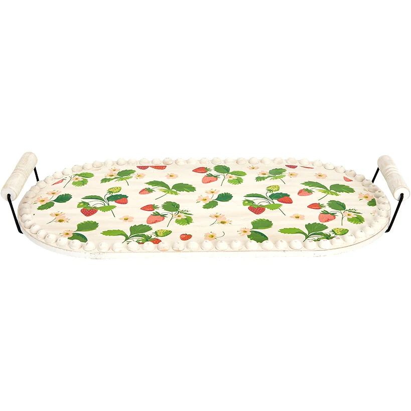 Fresh off the Vine Strawberry Pattern Plates or Beaded Wooden Serving Tray - Image 5