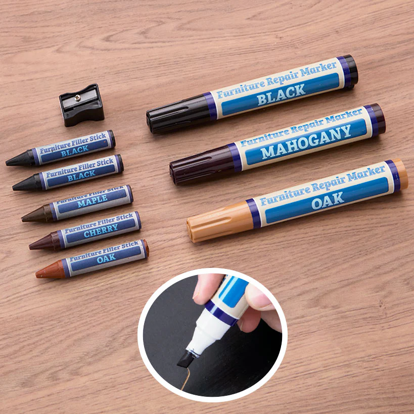 Furniture Repair and Restore Kit 3 Markers and 5 Wax Filler Sticks - Image 2