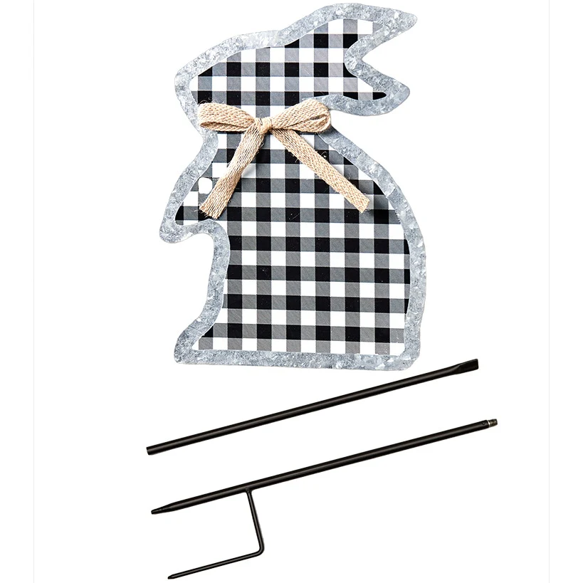 Galvanized Gingham Bunny Stake - Image 6