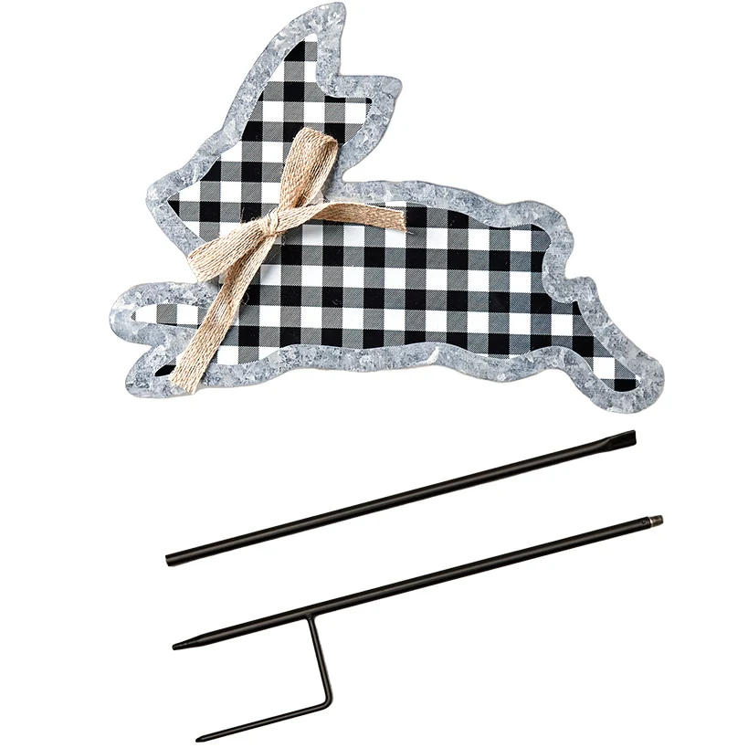 Galvanized Gingham Bunny Stake - Image 7
