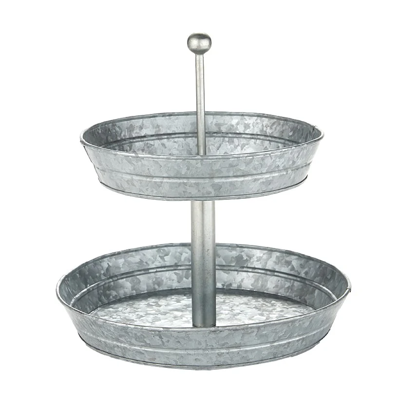 Galvanized Silver Metal Tabletop Serving Collection Tray or Caddy - Image 6
