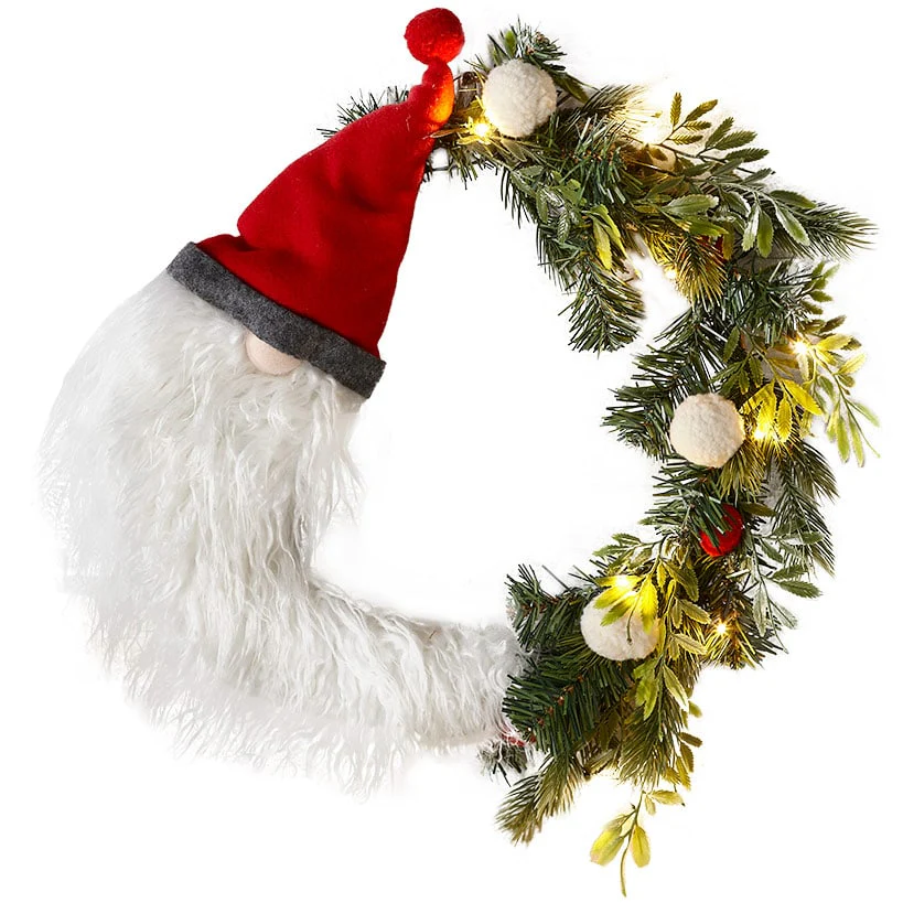 Holiday Lighted Gnome Wreath - Image 4