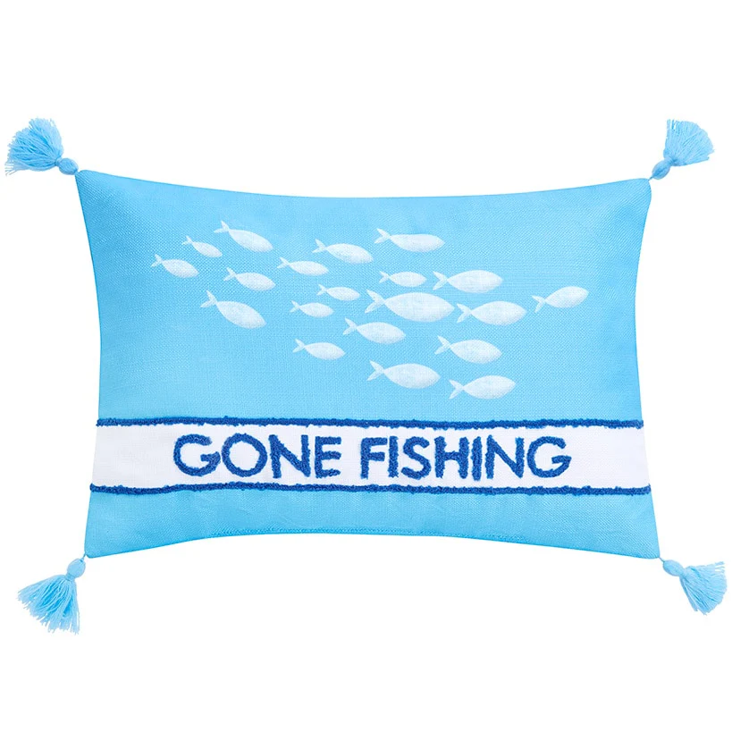 Gone to the Lake Embroidered Decorative Pillow - Image 4