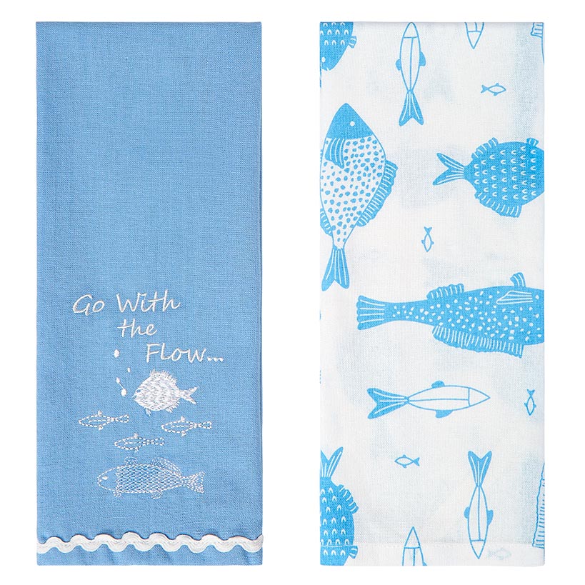 Gone to the Lake Embroidered Kitchen Towels, Set of 2 - Image 2
