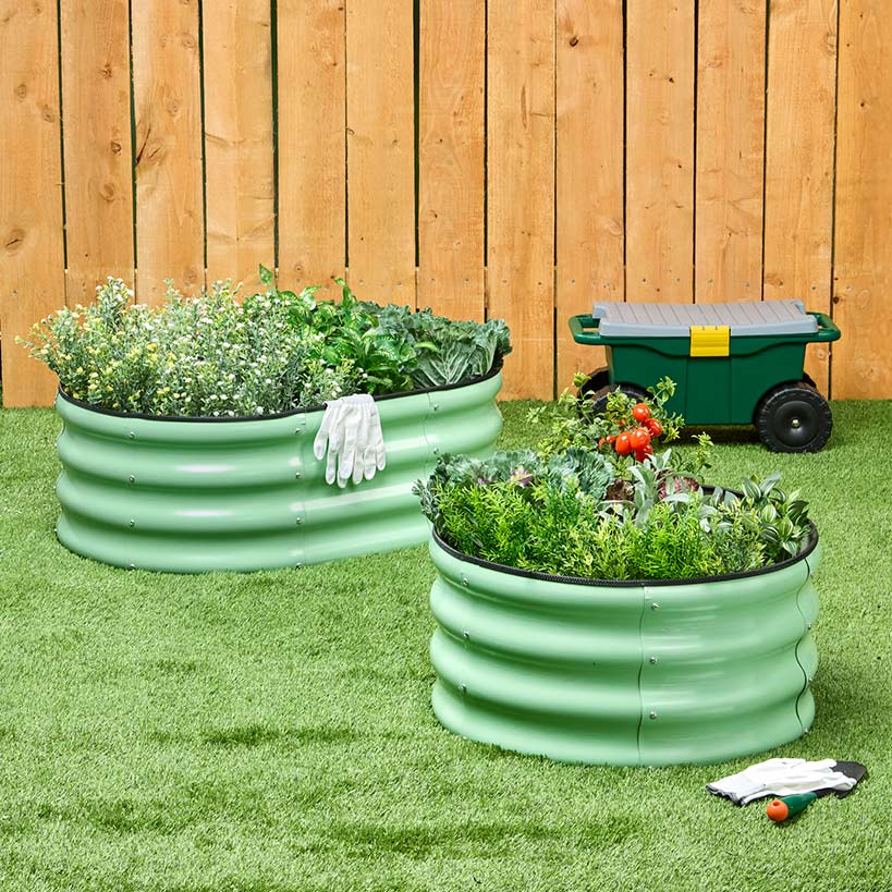 Green Galvanized Round Raised Garden Bed Kit - Image 2