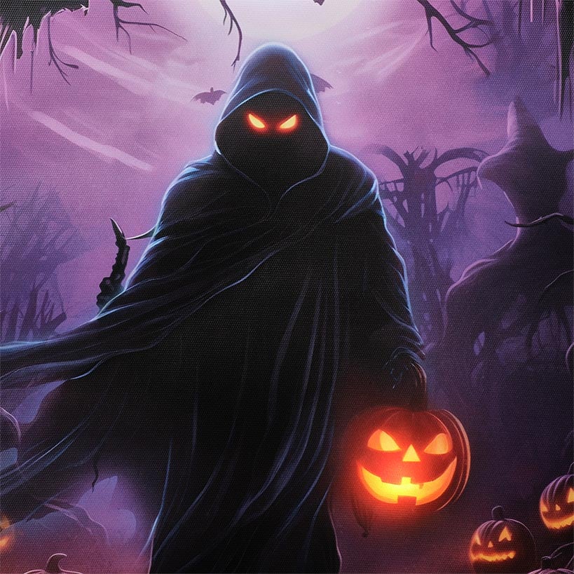 Halloween Canvas Wall Art Lighted Decor In Ghost Skeleton Or Reaper - Image 3