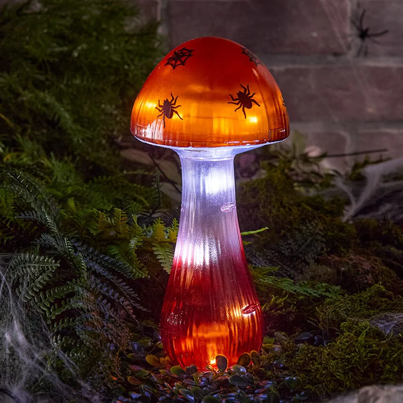 Halloween Mushroom Solar Stake Themed In Orange Purple And Green - Image 3