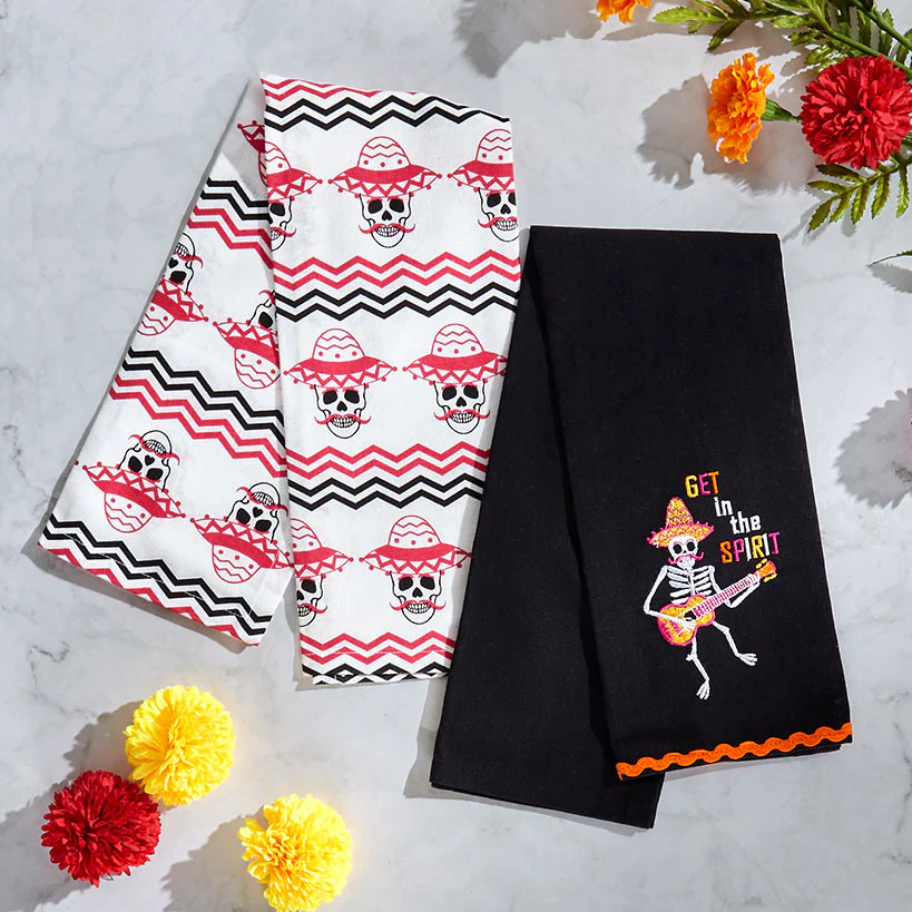 Halloween Skeletons Embroidered Kitchen Towels, Set of 2 - Image 2