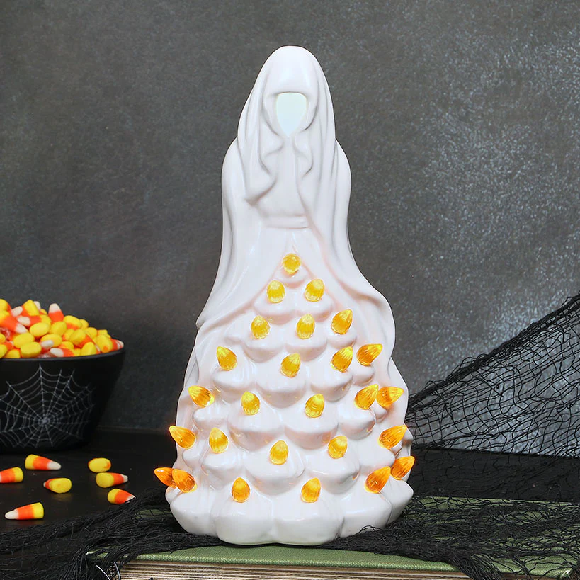 Halloween Witch Or Spirit LED Lighted Ceramic Tabletop Decor - Image 3