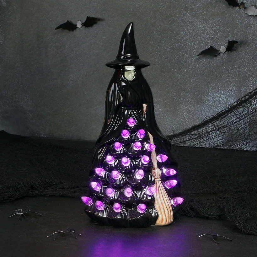 Halloween Witch Or Spirit LED Lighted Ceramic Tabletop Decor - Image 4