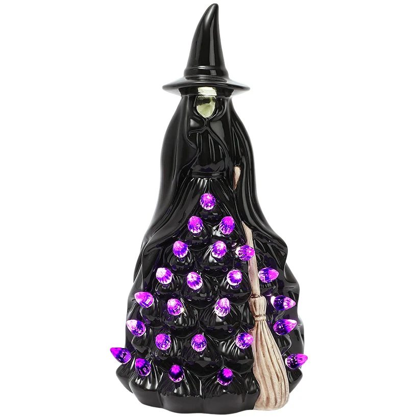 Halloween Witch Or Spirit LED Lighted Ceramic Tabletop Decor - Image 6