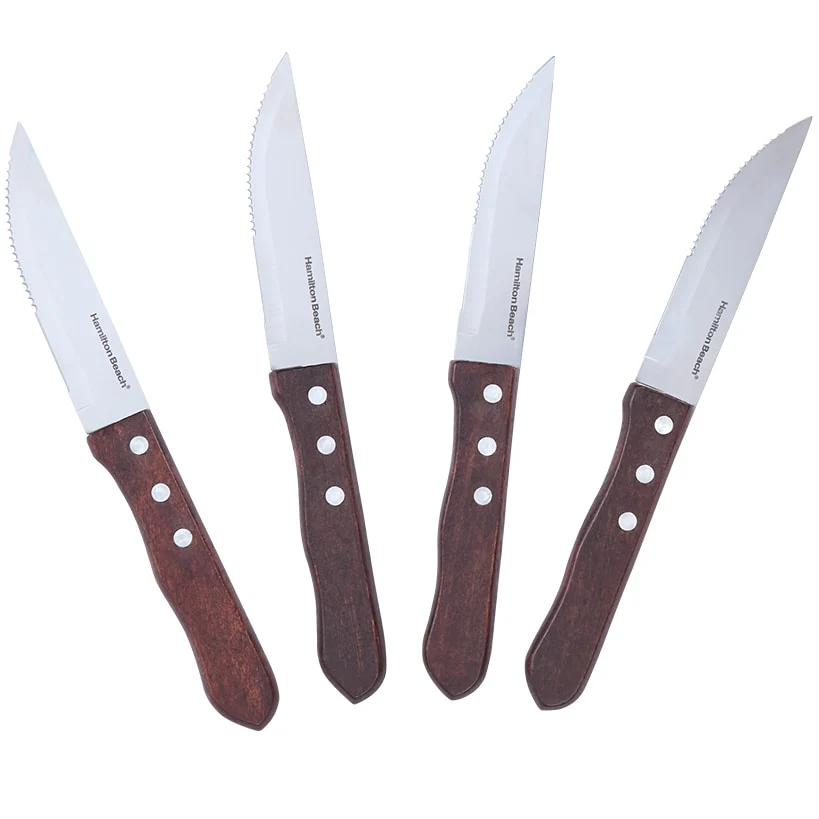 Hamilton Beach Steak Knife Set of 4 with Wooden Handle