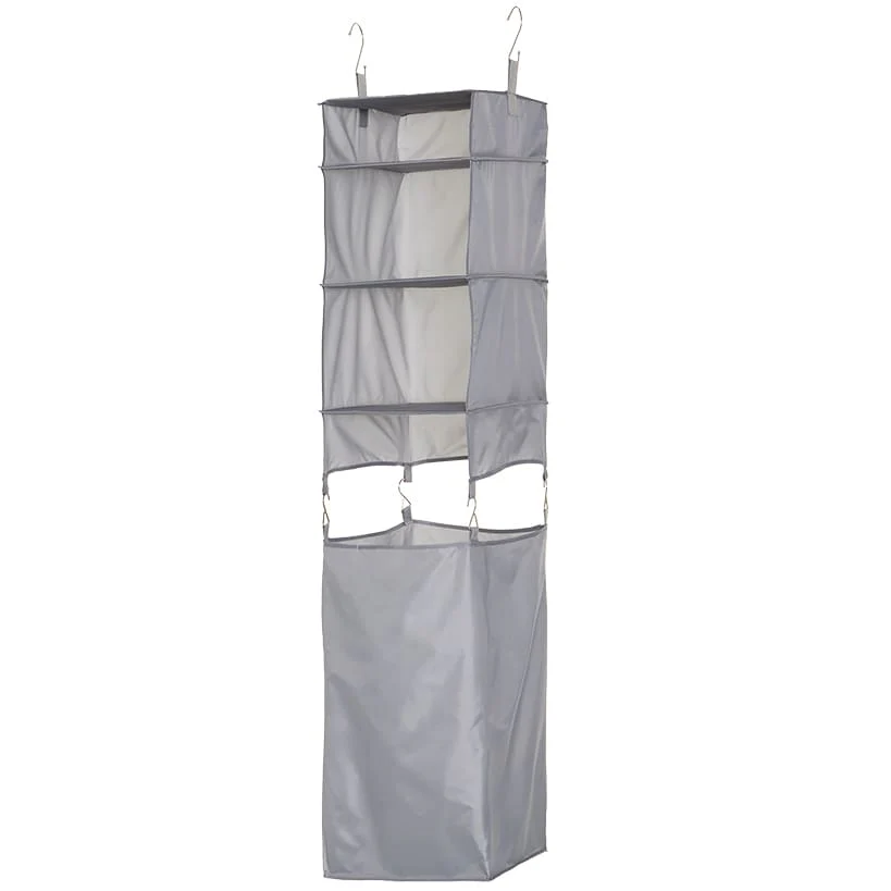 Hanging Closet Organizer with Laundry Bag - 3-Shelf - Image 2