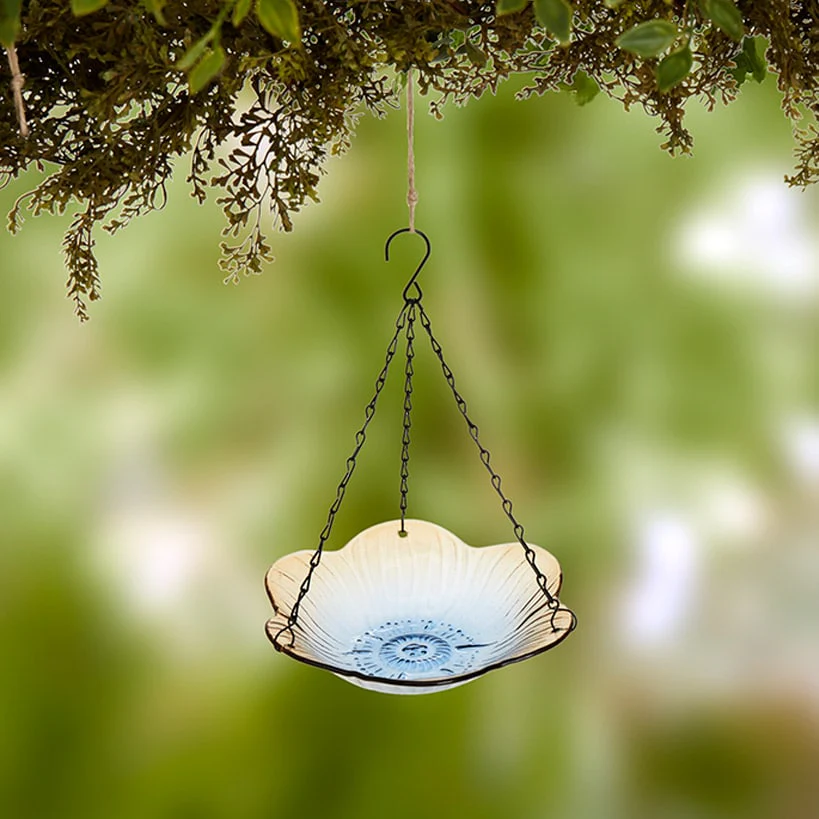 Hanging Glass Birdbath - Flower Shape - Image 2