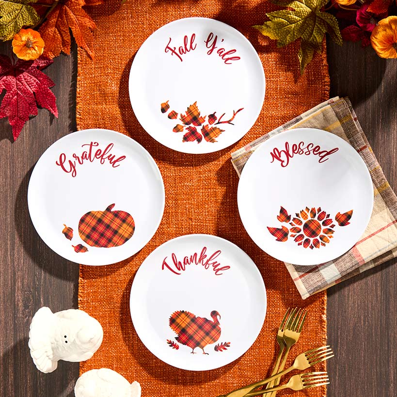 Harvest Plaid Tableware - Salad Plates or Serving Tray - Image 3