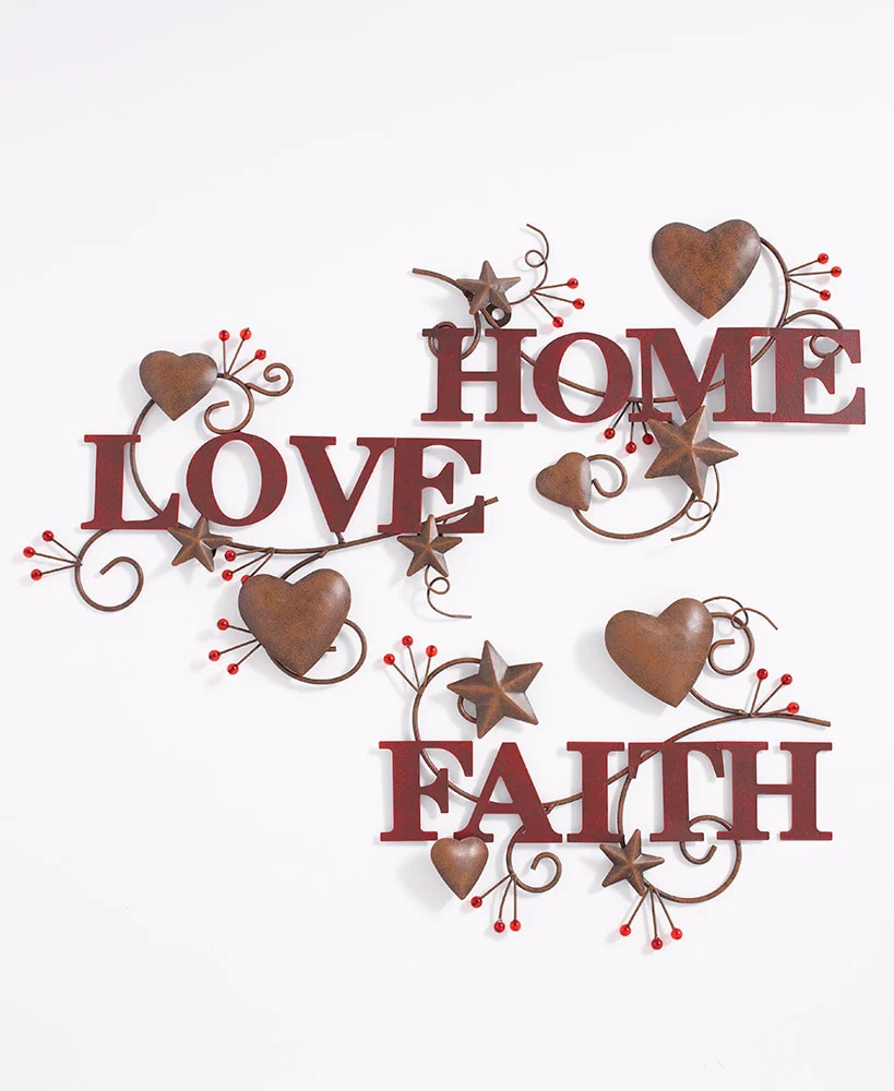 Hearts and Stars Rustic Wall Art - 3 Piece Set - Image 2