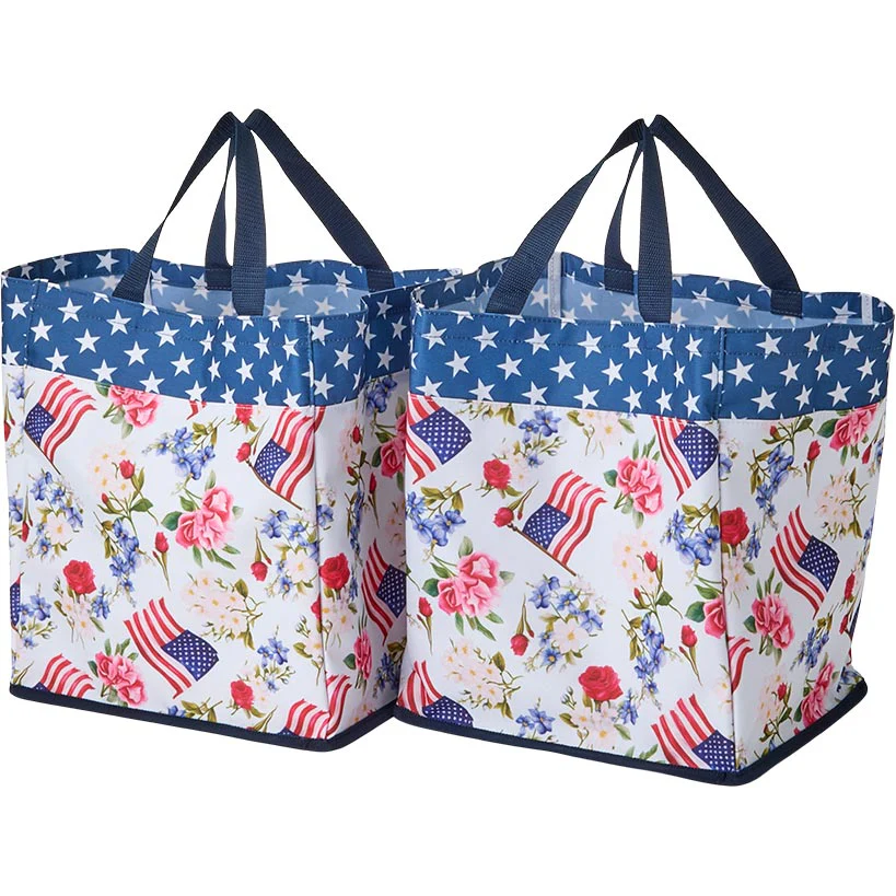 Heavy-Duty All Purpose Patterned Tote Bags - Set of 3 - Image 4