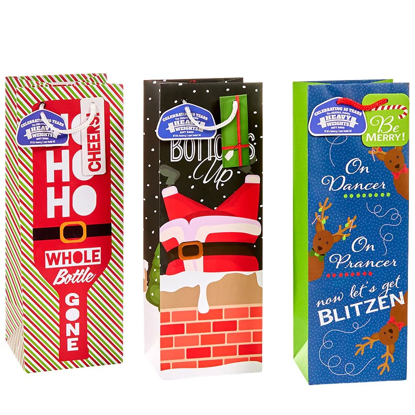 Heavy Weight Bottle Gift Bags Set of 3 - Image 5