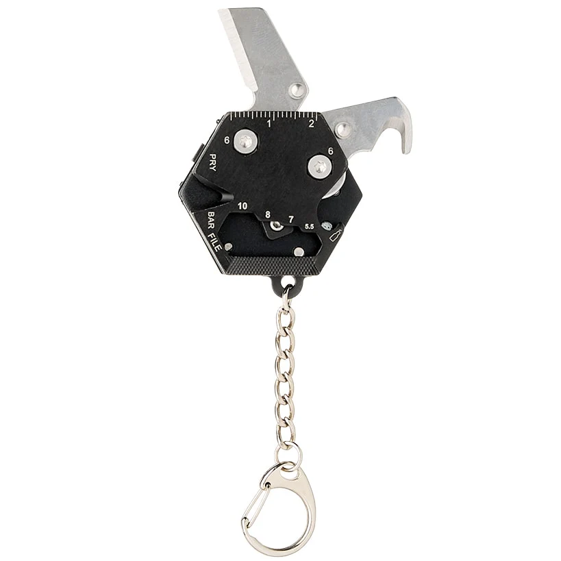 Hexagonal 9-in-1 Survival Keychain Tool-Compact and Versatile