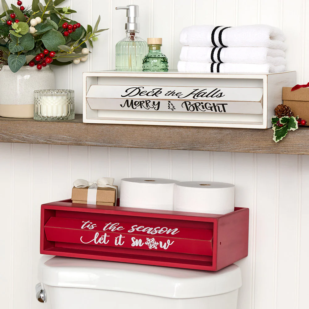 Holiday Bathroom Countertop Storage Tray With Rotating Phrases - Image 3