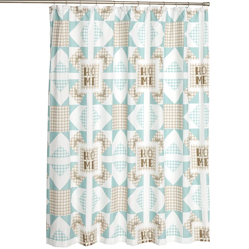 Home Pattern Shower Curtain, Bath Rug, Hand Towels, Valance, or Hooks - Image 4