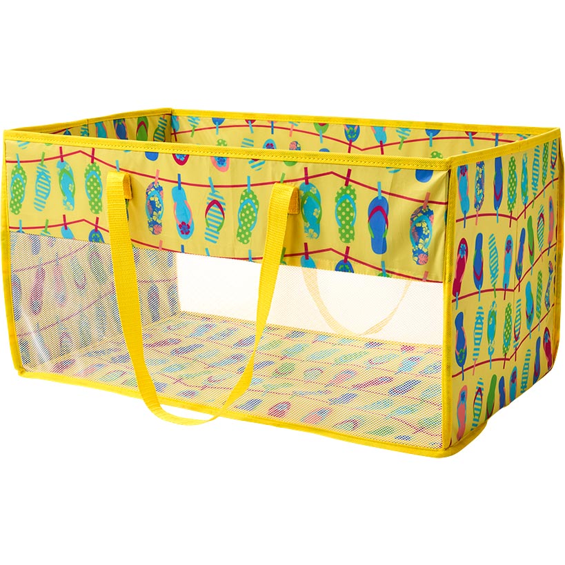 Home Storage Tote Bin with Mesh - Flip Flop or Shell Print - Image 2
