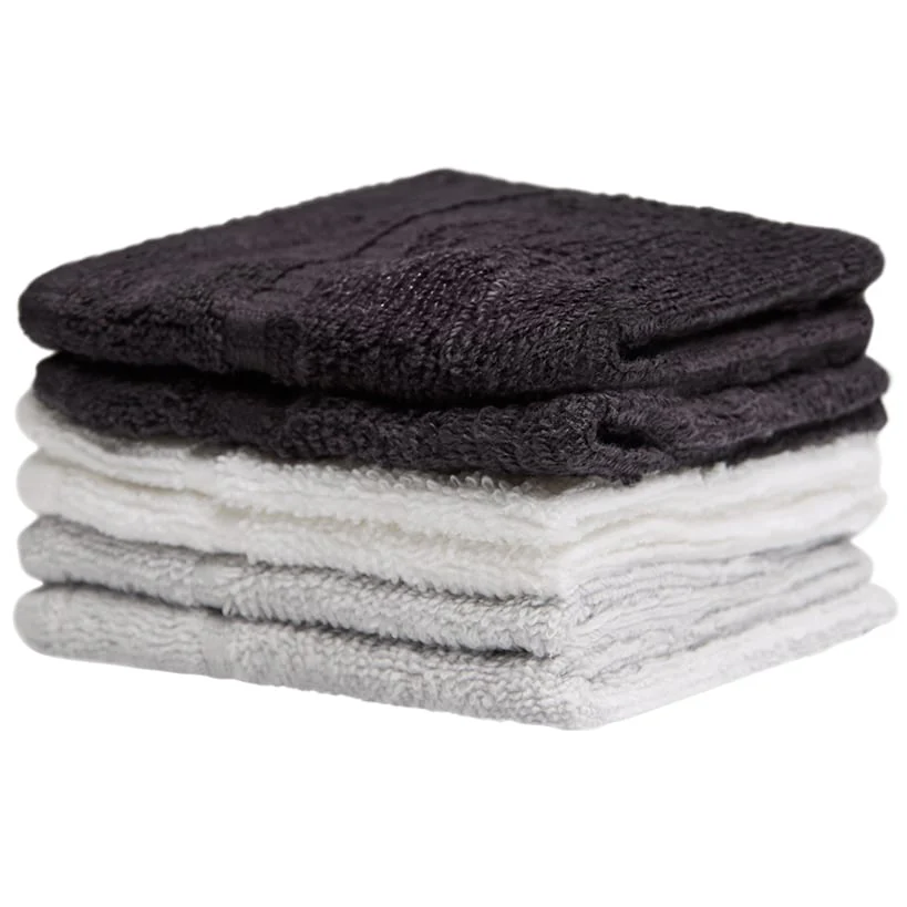 Homewear Highland Border Zero Twist Cotton Washcloth, Set of 6 - Image 4